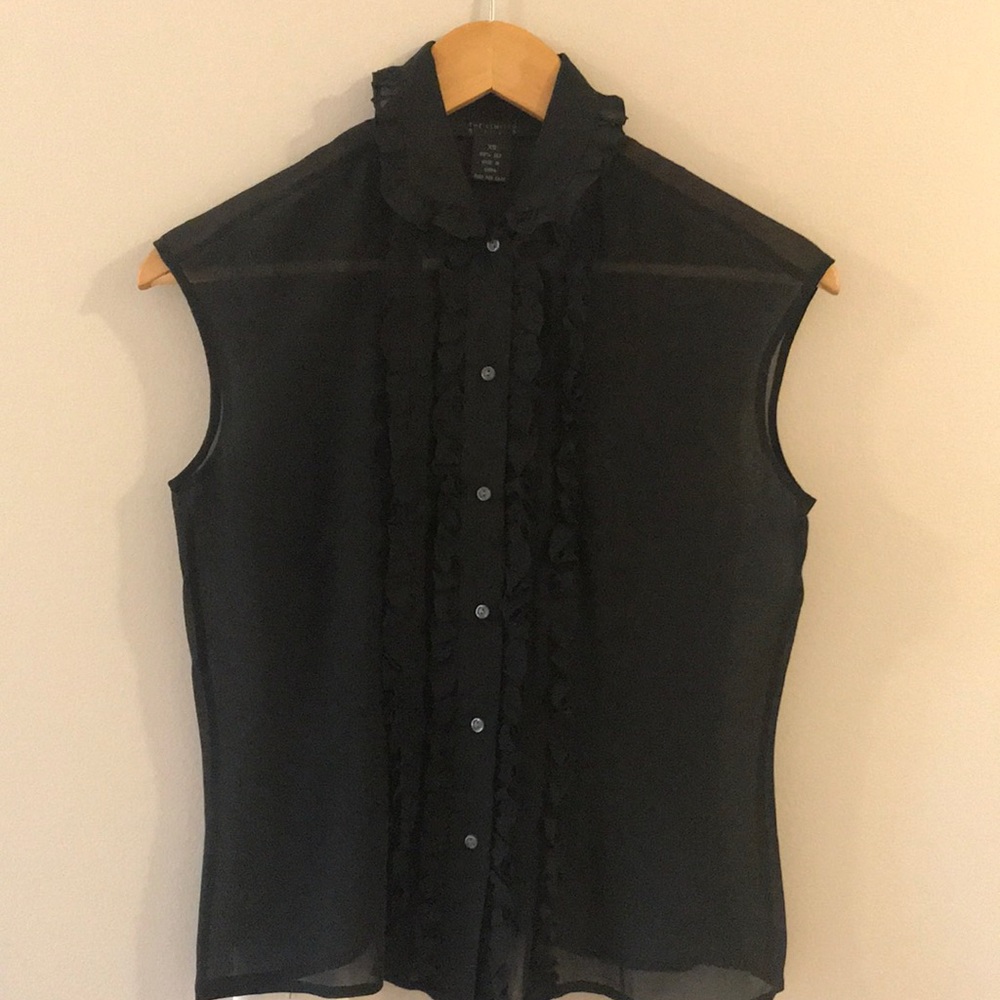 The Limited Silk Sleeveless Tuxedo Shirt